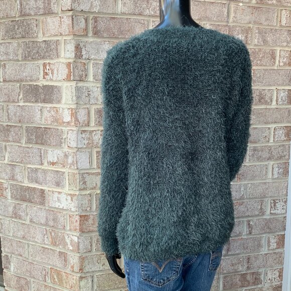 Pink Rose Fuzzy Eyelash Long Sleeve V-Neck Sweater Sz XS - Picture 4 of 14